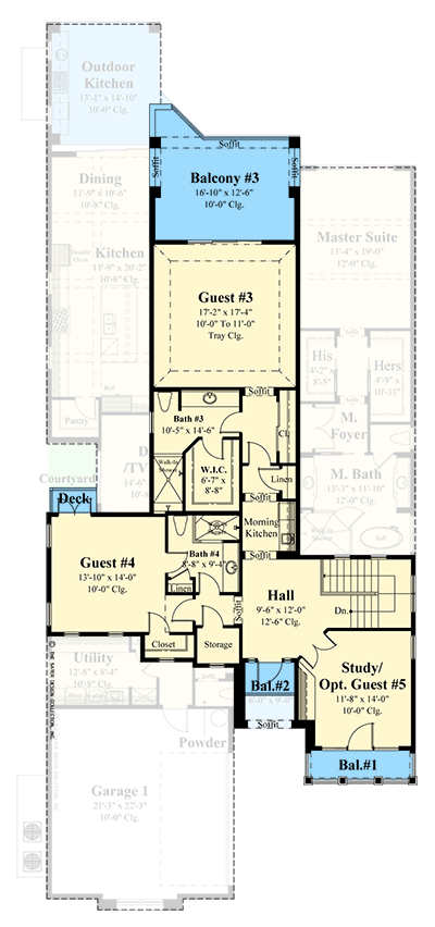 Plan 340107STR: Coastal Contemporary House Plan Under 4000 Square Feet with 5 Beds - Floor Plan - 2nd Floor - Coastal, Coastal Contemporary, Contemporary, Florida-Style, Transitional