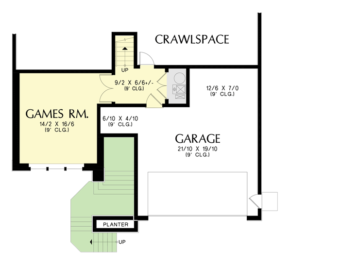 Plan 69523AM: 2000 Square Foot Upslope House Plan with 3 to 4 Beds - Floor Plan - Games Room Option (+$385) - Craftsman, Northwest