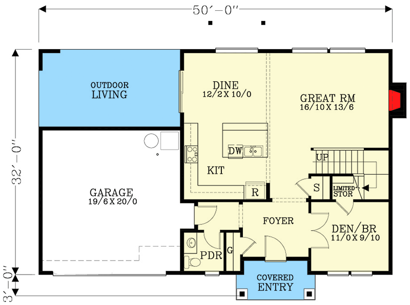 Plan 28045J: 2,400 Square Foot Craftsman House Plan with Open Living Space - Floor Plan - Main Level - Craftsman, Northwest, Traditional