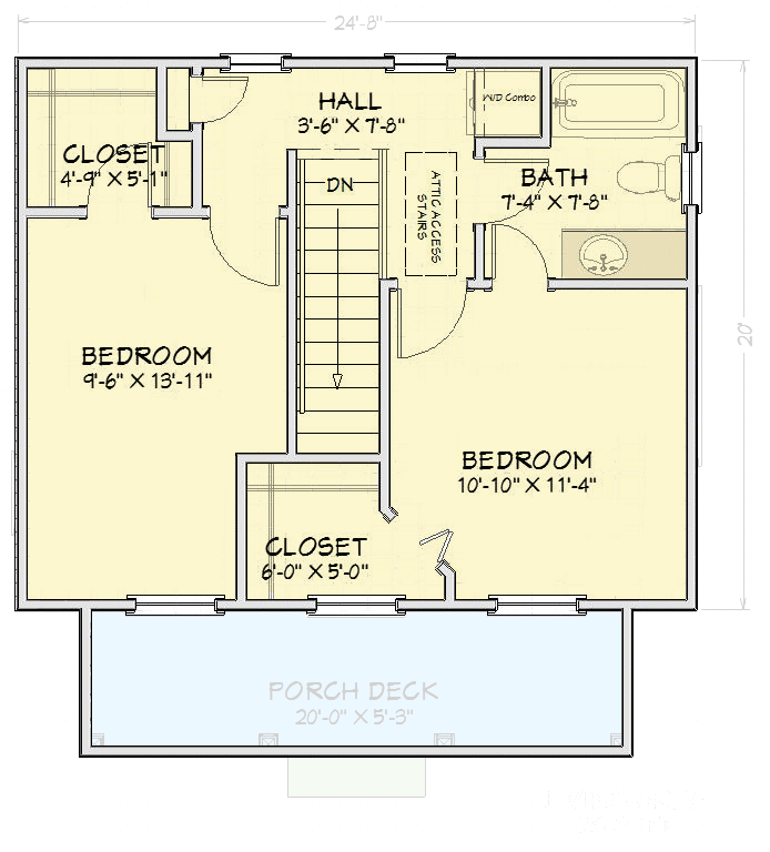 Plan 430833SNG: 900 Square Foot Country-Inspired House Plan with Carport Option - Floor Plan - 2nd Floor - Cottage, Country, Traditional, Vacation