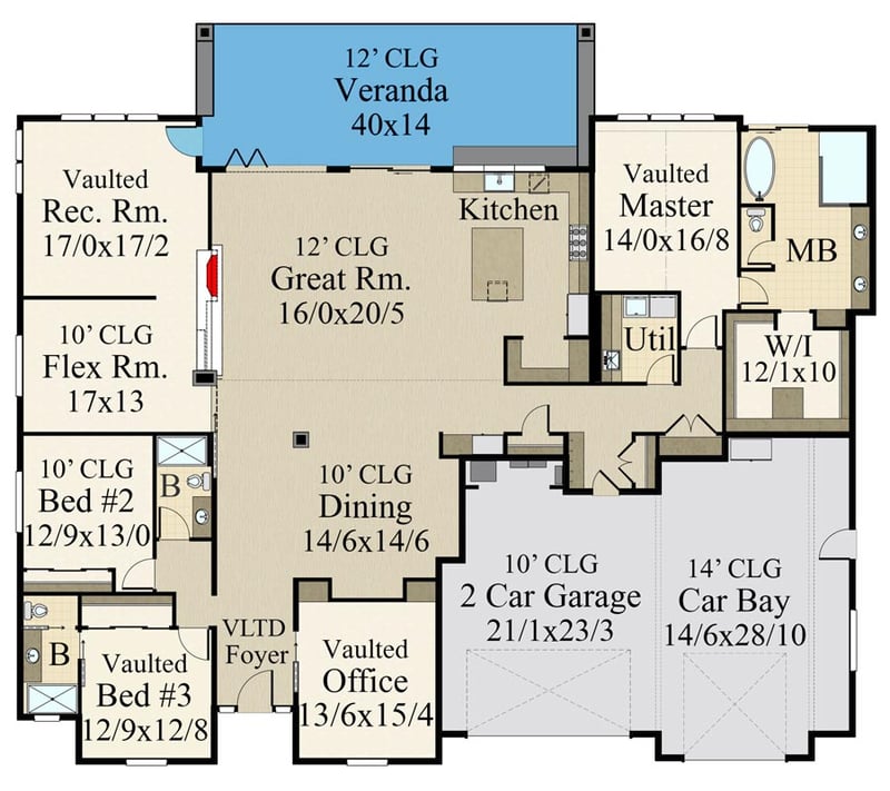 Plan 85369MS: 3-Bedroom Modern Farmhouse House Plan with Plenty of Bright Spaces and Flexibility - Floor Plan - Main Level - Country, Modern Farmhouse, New American, Northwest, Ranch, Traditional