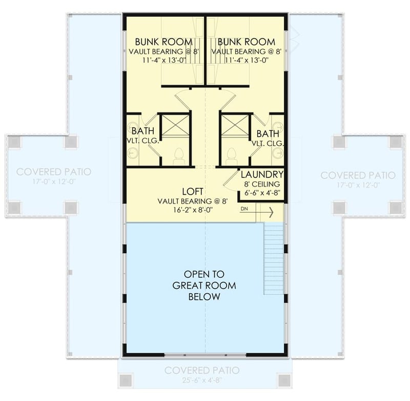 Plan 490095NAH: 3-Bedroom Modern Barndominium-Style House Plan under 2000 Square Feet - Floor Plan - 2nd Floor - Barndominium, Country, Modern Farmhouse, Mountain, New American, Vacation