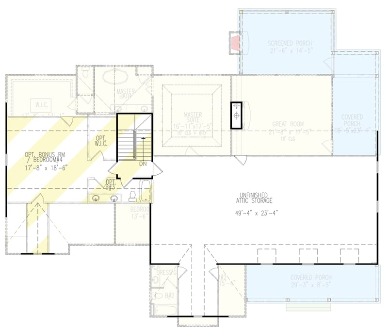 Plan 25795GE: Flexible Modern Farmhouse Plan with Optional Bonus Room and Lower Level - Floor Plan - Optionally Finished 2nd Level - Country, Craftsman, Farmhouse, Modern Farmhouse, New American, Ranch
