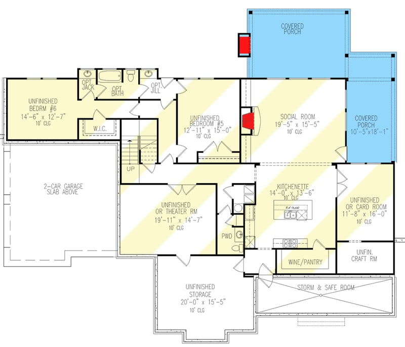 Plan 25795GE: Flexible Modern Farmhouse Plan with Optional Bonus Room and Lower Level - Floor Plan - Optionally Finished Lower Level - Country, Craftsman, Farmhouse, Modern Farmhouse, New American, Ranch