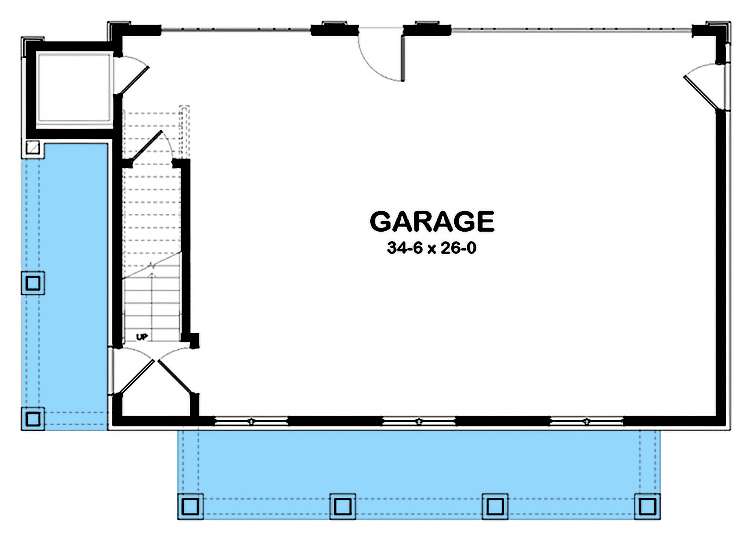 Plan 92032VS: Southern-Style ADU House Plan Under 1000 Square Feet with Elevator - Floor Plan - Main Level - Carriage, Colonial, Louisiana-Style, New Orleans, Southern, Traditional, Vacation