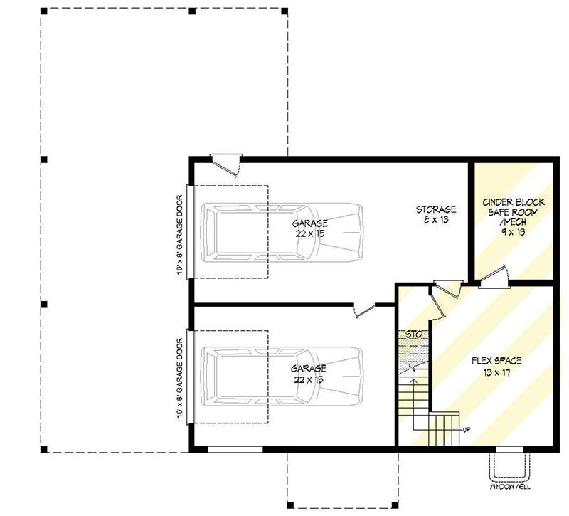 Plan 680059VR: Mountain Home Plan with 2-Story Living and 2-Story Covered Deck - Floor Plan - Lower Garage Level - Country, Mountain, New American, Rustic
