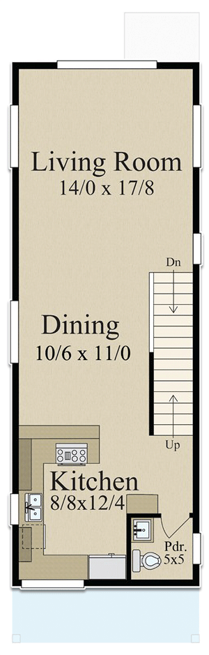 Plan 85379MS: 15-Foot-Wide Skinny 3-Story Modern House Plan - Floor Plan - 2nd Floor - Contemporary, Mid Century Modern, Modern, Northwest