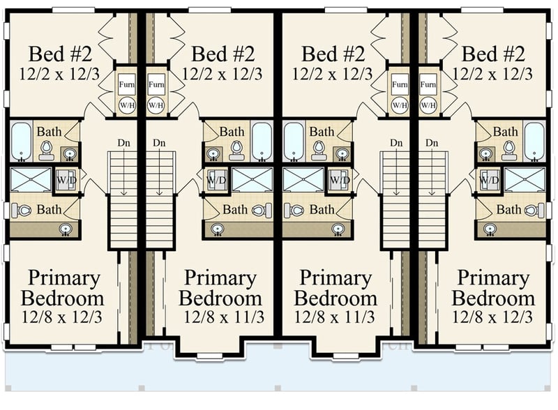 Plan 85380MS: Contemporary New American Multiplex House Plan with 4 Units Each under 1500 Square Feet - Floor Plan - 3rd Floor - Contemporary, New American, Northwest, Transitional