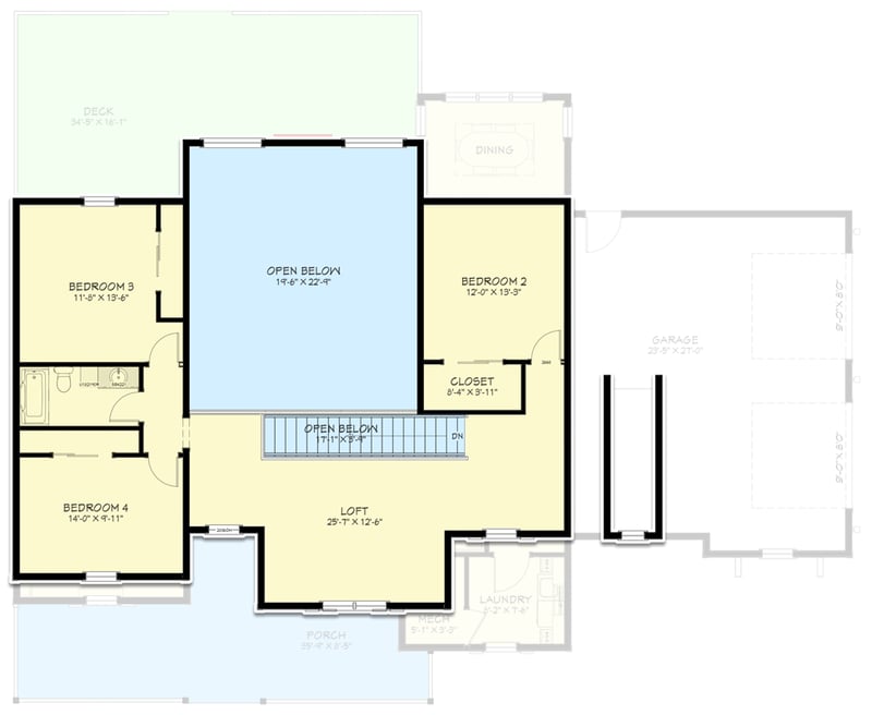 Plan 744508ABR: Just Under 3,000 Square Feet of Traditional 2-Story Farmhouse  - Floor Plan - 2nd Floor - Country, Farmhouse, Traditional