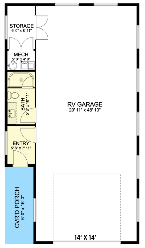Plan 61412UT: Rustic RV Garage with Over 1000 Square Feet of Parking Plus a Full Bath - Floor Plan - Main Level - Country, Rustic, Traditional