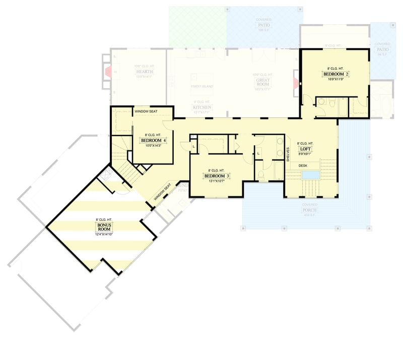 Plan 365031PED: Exclusive Country Craftsman Plan with Angled 3-Car Garage - Floor Plan - 2nd Floor - Country, Craftsman, Modern Farmhouse