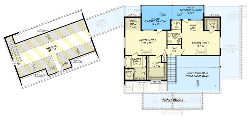 Plan 680067VR: 3300 Square Foot Rustic Country House Plan with 3 Master Suites and 3-Car Garage - Floor Plan - 2nd Floor - Country, Mountain, Rustic, Traditional