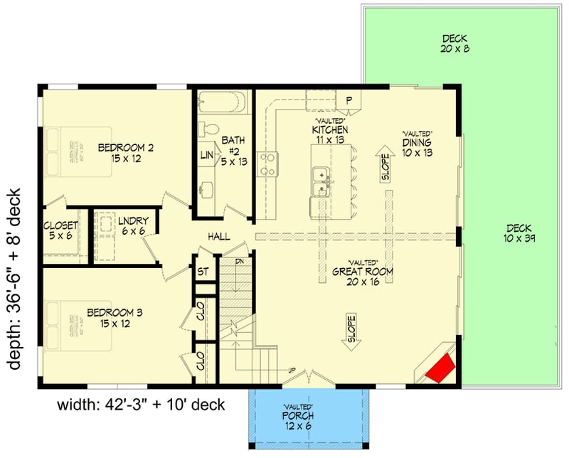 Plan 680082VR: Two-Story Lake House Plan for a Side-Sloping Lot with Lower Level Expansion - Floor Plan - Main Level - Country, Mountain, New American, Rustic, Traditional, Vacation
