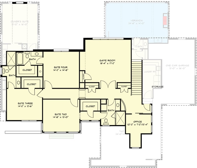 Plan 93139EL: Exclusive 4-Bed European Home Plan with Game Room - Floor Plan - 2nd Floor - European, New American, Transitional