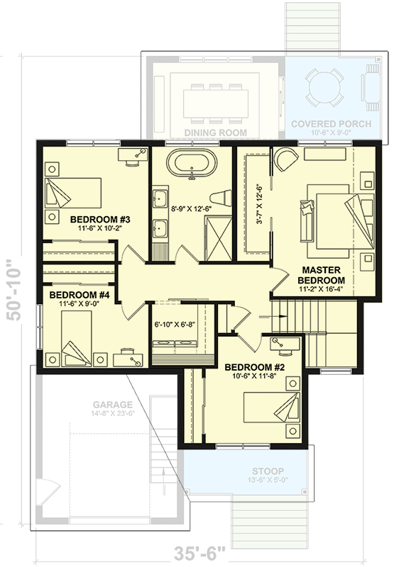 Plan 22650DR: 3-Bed Modern Farmhouse Under 2200 Square Feet with Home Office with Garage Access - Floor Plan - 2nd Floor - Country, Craftsman, Modern Farmhouse, New American