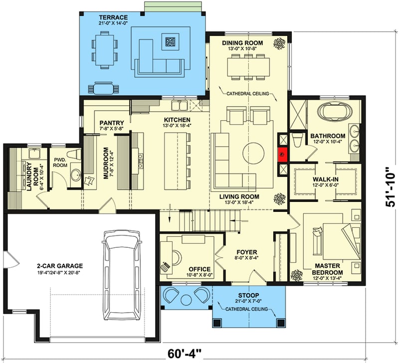 Plan 22652DR: 5-Bed Transitional House Plan with Stone Exterior and a Finished Lower Level - Floor Plan - Main Level - Country, Craftsman, New American, Northwest