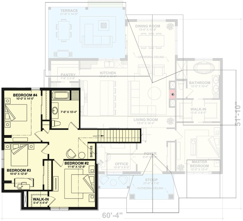 Plan 22652DR: 5-Bed Transitional House Plan with Stone Exterior and a Finished Lower Level - Floor Plan - 2nd Floor - Country, Craftsman, New American, Northwest