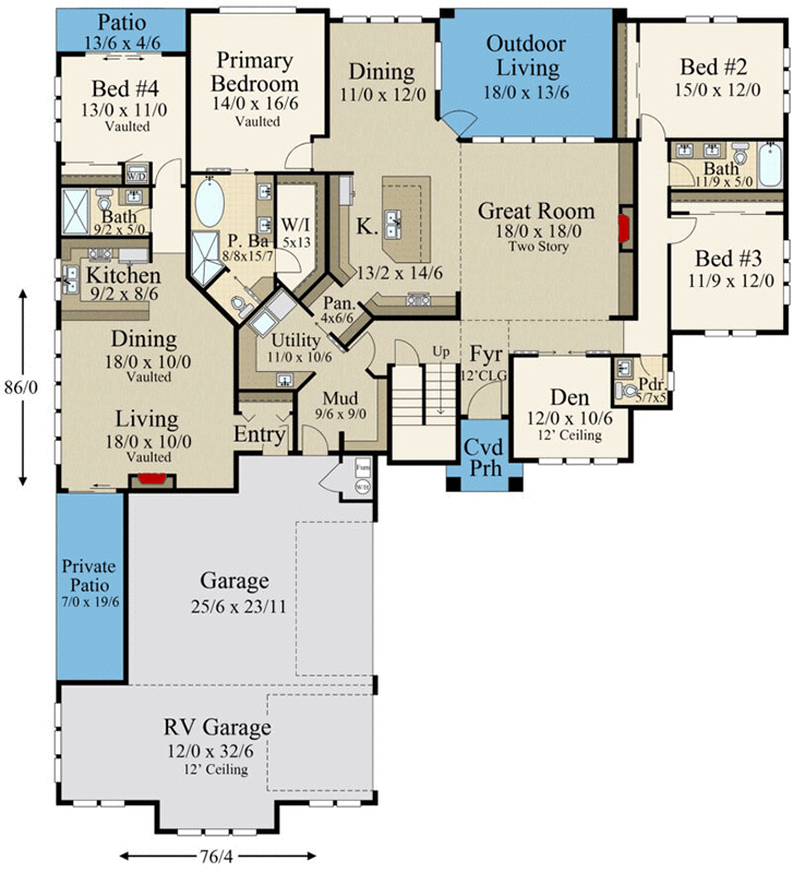 Plan 85401MS: Modern Multi-Generational House Plan with Bonus Loft and Office - Floor Plan - Main Level - Country, Mid Century Modern, Modern, Northwest, Prairie
