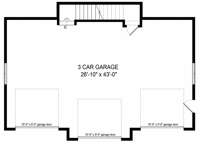 Plan 493006GNT: 882 Square Foot Apartment Above 3-Car Garage - Floor Plan - Main Level - Carriage, Country, Craftsman