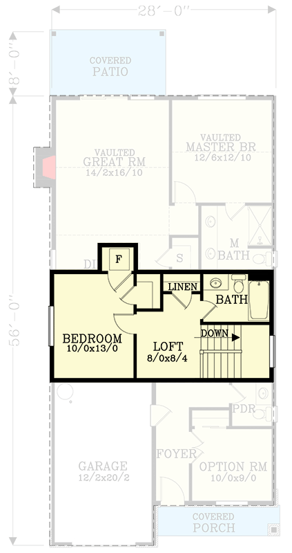 Plan 28054J: 3-Bed Craftsman Home Plan with Main-level Master Bedroom - Floor Plan - 2nd Floor - Bungalow, Cabin, Cottage, Craftsman