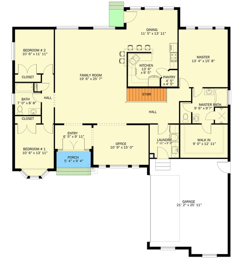 Plan 61426UT: Expandable One-Story Home Plan Under 2300 Square Feet - Floor Plan - Main Level - New American, Ranch, Traditional