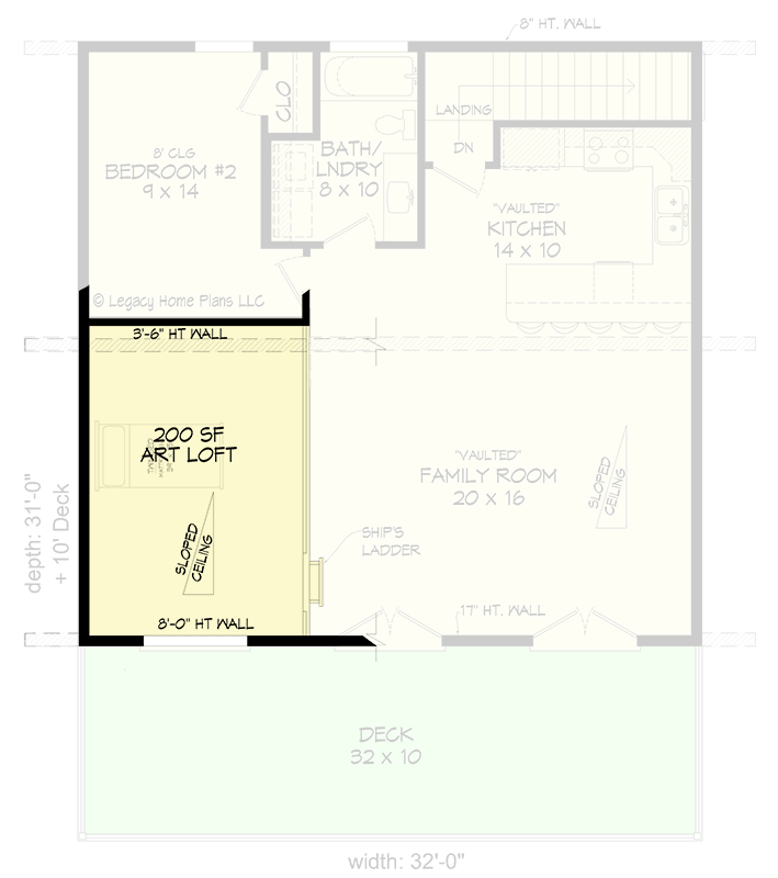 Plan 680097VR: Coastal Contemporary Home Plan Under 1200 Square Feet On Piers with 2 Beds Plus Sleeping Loft - Floor Plan - 2nd Floor - Beach, Coastal, Coastal Contemporary, Contemporary, Vacation