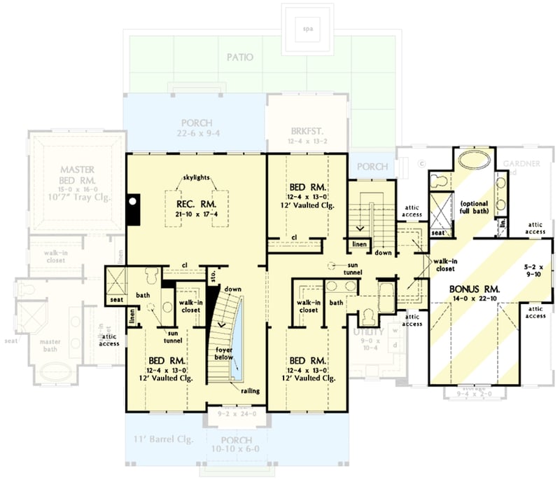 Plan 444388GDN: Modern Farmhouse Under 4000 Square Feet with Large Home Office - Floor Plan - 2nd Floor - Country, Farmhouse, Modern Farmhouse, New American, Traditional