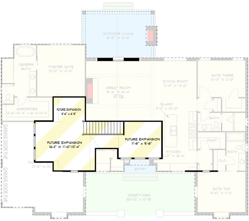 Plan 93161EL: Transitional House Plan Under 2,000 Square Feet with Nearly Perfect Symmetrical Face - Floor Plan - Bonus Level - Contemporary, Cottage, Country, European, French Country, New American, Transitional, Tudor