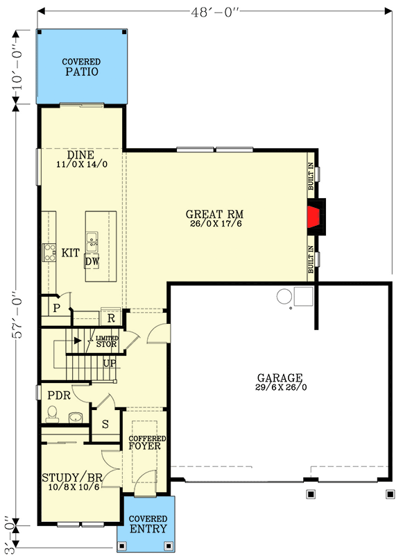 Plan 28077J: Traditional Home Plan Under 3300 Square Feet with Flex Room - Floor Plan - Main Level - Country, Craftsman, New American, Northwest, Traditional
