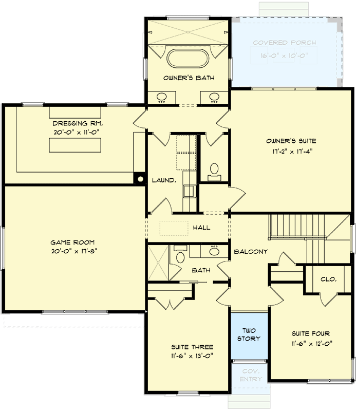 Plan 93165EL: Exclusive Contemporary Home Plan with Game Room and E-Center - Floor Plan - 2nd Floor - Contemporary, Mid Century Modern, Modern, Northwest, Prairie