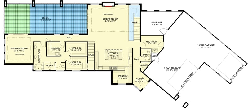 Plan 61427UT: Contemporary Southwest Home Plan for Sloped Lot - Floor Plan - Main Level - Contemporary, Modern, Mountain, Ranch, Southwest