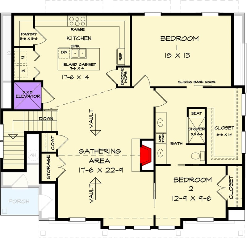 Plan 360112DK: 2-Bed Carriage House Plan Under 1500 Sq Ft with Tandem Garage for 6 Cars - Floor Plan - 2nd Floor - Carriage, Craftsman, Traditional
