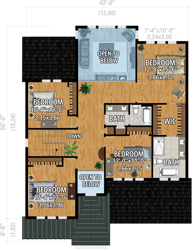 Plan 80988PM: 4-Bed Modern Farmhouse with Over 2700 Square Feet of Heated Living Space - Floor Plan - 2nd Floor - Country, Farmhouse, Modern Farmhouse, New American