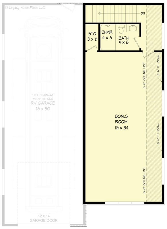 Plan 680105VR: RV-Friendly Detached Garage Plan with 803 Square Foot Bonus Space Above - Floor Plan - 2nd Floor - Traditional