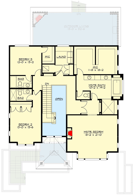 Plan 23289JD: 5-Bed Modern Northwest Home Plan with Ground-level Garage - Floor Plan - 2nd Floor - Contemporary, Mid Century Modern, Modern, Northwest