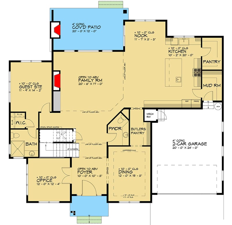Plan 666202RAF: Modern Northwest House Plan with Over 4,000 Square Feet of Living Space - Floor Plan - Main Level - Contemporary, Mid Century Modern, Modern, Northwest