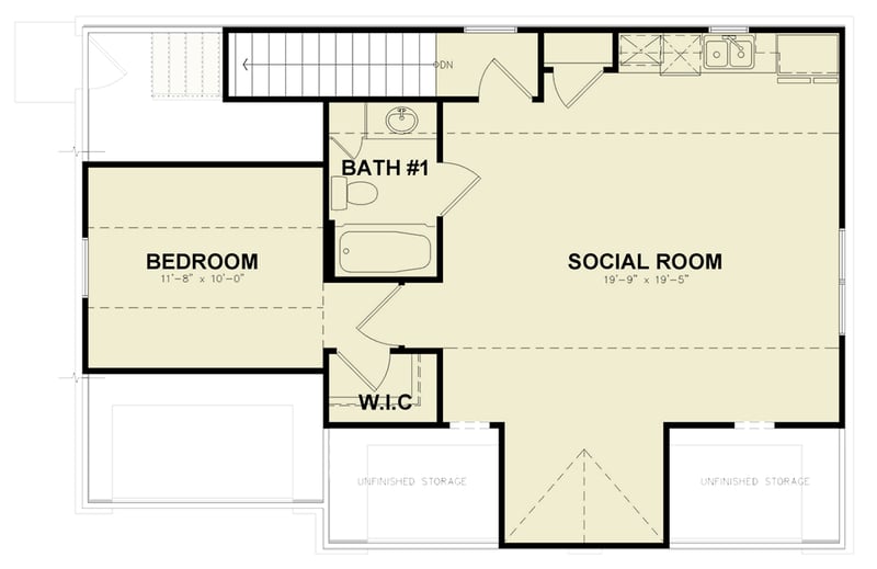 Plan 25803GE: 664 Square Foot 1-Bed Apartment Above 3-Car Garage - Floor Plan - 2nd Floor - Carriage, Country, Craftsman, Mountain, New American, Rustic