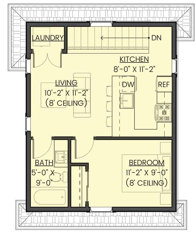 Plan 330001WLE: 503 Square Foot Craftsman ADU-Friendly Garage Apartment - Floor Plan - 2nd Floor - Carriage, Country, Farmhouse, Traditional