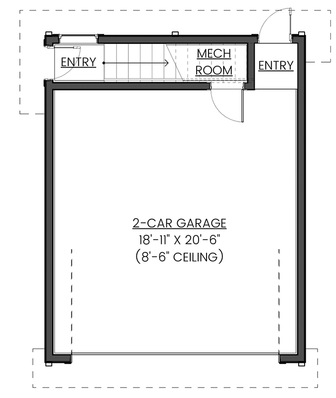 Plan 330001WLE: 503 Square Foot Craftsman ADU-Friendly Garage Apartment - Floor Plan - Main Level - Carriage, Country, Farmhouse, Traditional