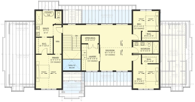 Plan 330004WLE: New American Home Plan with Open Main Level - 3828 Sq Ft - Floor Plan - 2nd Floor - Country, Craftsman, New American