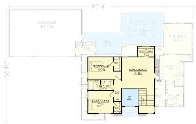 Plan 421509CHD: Contemporary European Home Plan with Over 2,700 Square Feet of Living Space - Floor Plan - 2nd Floor - Contemporary, European, Transitional