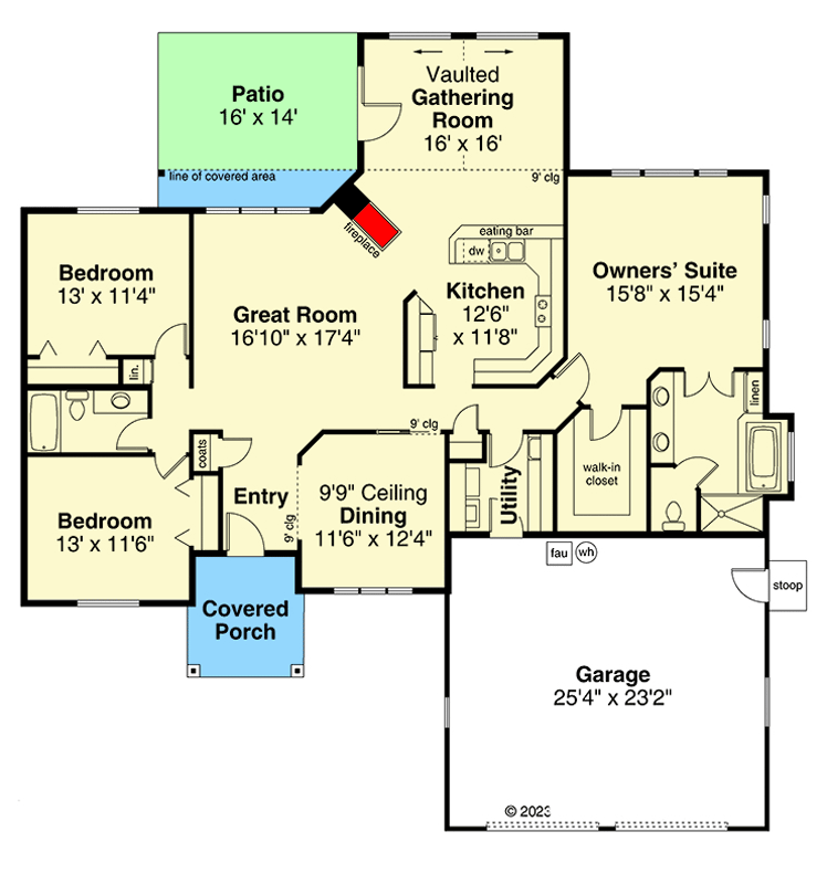 Plan 72387DA: Air and Open 2040 Square Foot 3-Bed House Plan  - Floor Plan - Main Level - Traditional