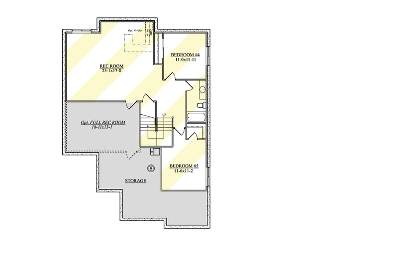 Plan 950000RWB: HomeBuilder's ProSpec Pack: 5 Versatile House Plans for Subdivisions & Developments - Floor Plan - Optionally Finished Lower Level - Country, Craftsman, New American, Ranch