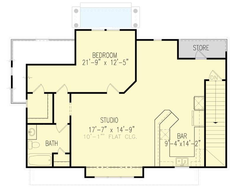 Plan 25805GE: 942 Square Foot Craftsman Garage Apartment - Floor Plan - 2nd Floor - Country, Craftsman, New American, Rustic