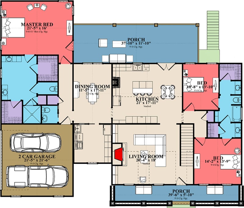Plan 86385HH: 5300 Square Foot Country Craftsman Plan with Optional Second Level Apartment - Floor Plan - Main Level - Country, Craftsman