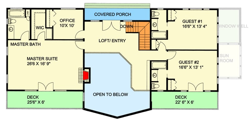 Plan 35031GH: Contemporary Mountain House Plan with 5 Bedrooms and Walkout Lower Level - Floor Plan - 2nd Floor - Contemporary, Mountain