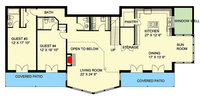 Plan 35031GH: Contemporary Mountain House Plan with 5 Bedrooms and Walkout Lower Level - Floor Plan - Lower Level - Walkout Basment - Contemporary, Mountain