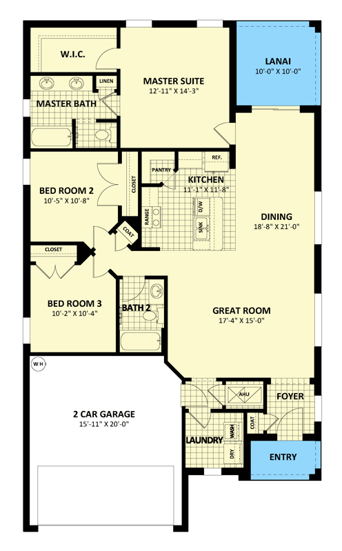 Plan 82305KA: Hip Roofed Southern Cottage Under 1500 Square Feet with 3 Bedrooms - Floor Plan - Main Level - Bungalow, Cottage, Florida-Style, Southern