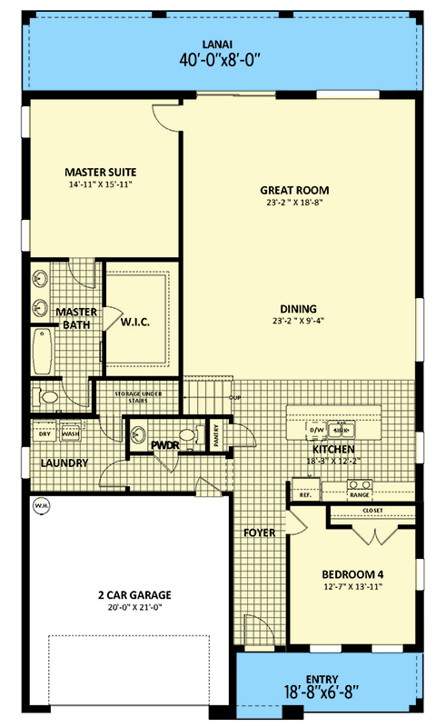Plan 82327KA: Traditional 2-Story House Plan Under 3000 Square Feet with Loft and Main Level Master Suite - Floor Plan - Main Level - European, Florida-Style, Traditional