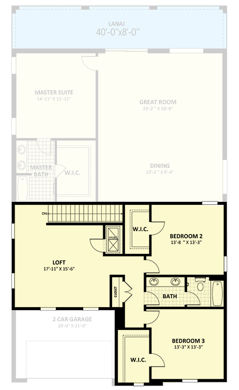 Plan 82327KA: Traditional 2-Story House Plan Under 3000 Square Feet with Loft and Main Level Master Suite - Floor Plan - 2nd Floor - European, Florida-Style, Traditional
